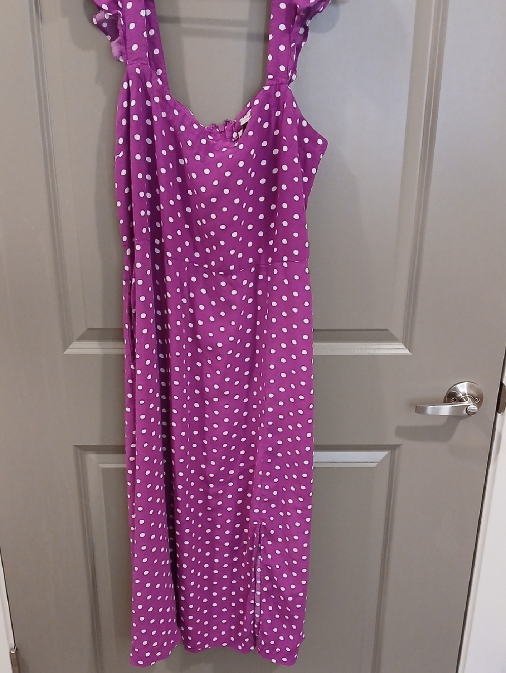 LOFT White Polka Dot Purple Maxi Dress